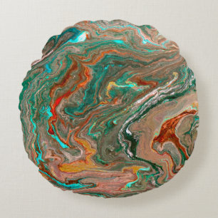 Abstrakter Acrylgrund aus Marmor. Marbling artwo Rundes Kissen