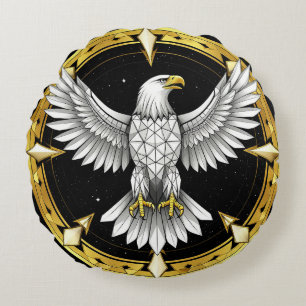 Abstrakter Adler breitet Flügel aus Rundes Kissen