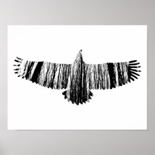 Abstrakter Adler Tree Silhouetten Natur Tierart Poster