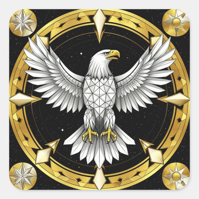 Abstrakter Adlerspread Wings Quadratischer Aufkleber (Vorderseite)