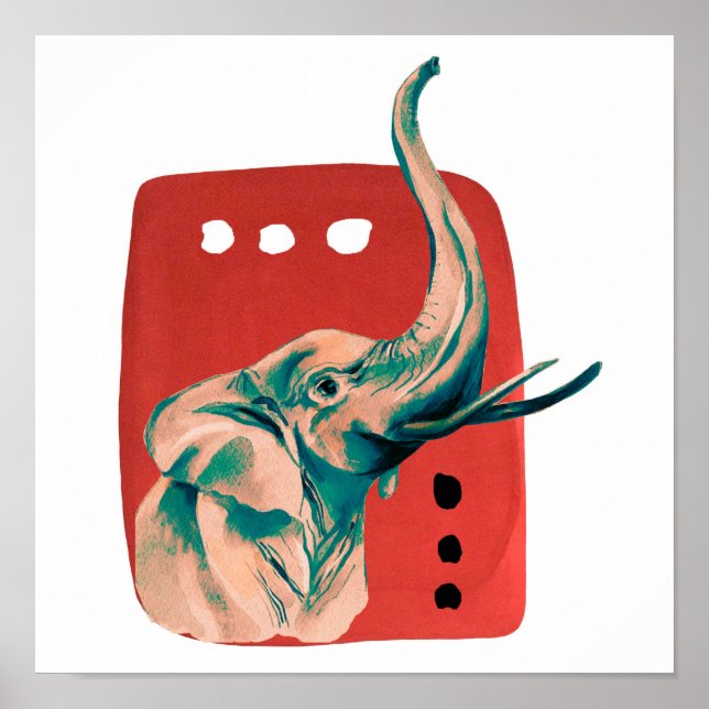 Abstrakter afrikanischer WasserfarbenElefant Poster (Vorne)