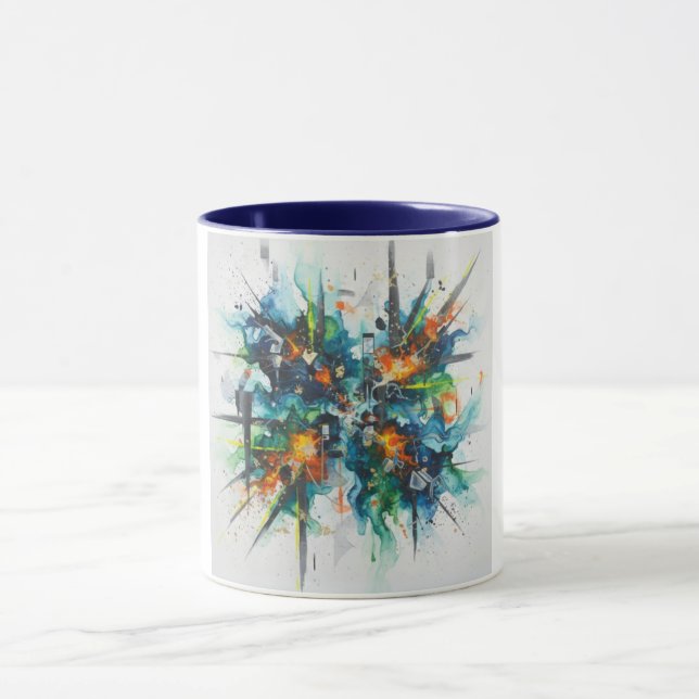 Abstrakter Akt Farbexplosion Keramikbecher Tasse (Zentrum)