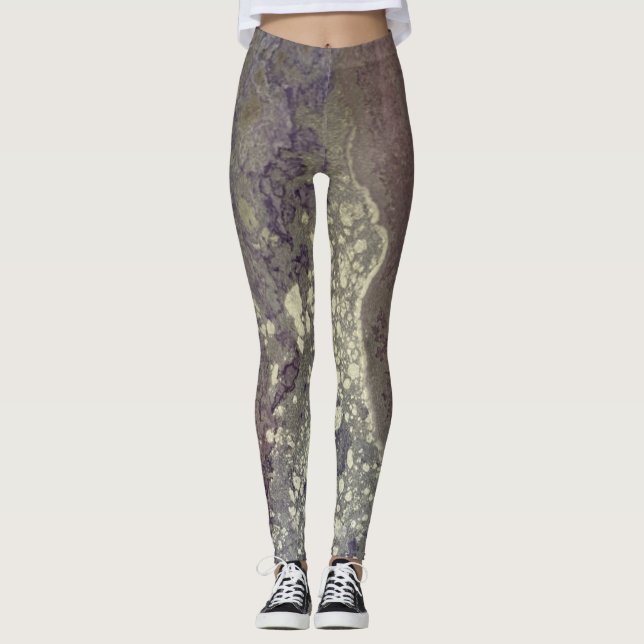 Abstrakter Alkohol Tinte Rosa Lila Silber Leggings (Vorderseite)