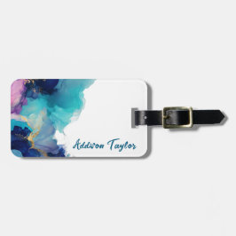 Abstrakter Alkoholink Blau/Aquamariner Lavendel Gepäckanhänger