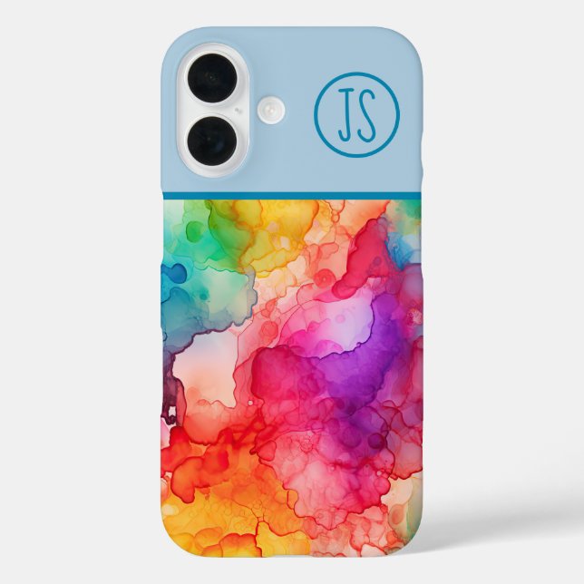 Abstrakter Alkoholintistik Regenbogen Mit Monogram Case-Mate iPhone Hülle (Rückseite)