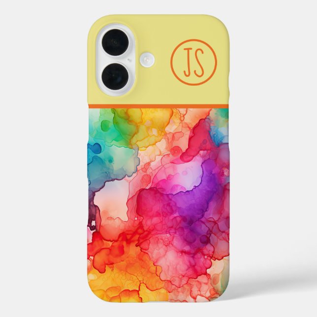 Abstrakter Alkoholintistik Regenbogen Mit Monogram Case-Mate iPhone Hülle (Rückseite)