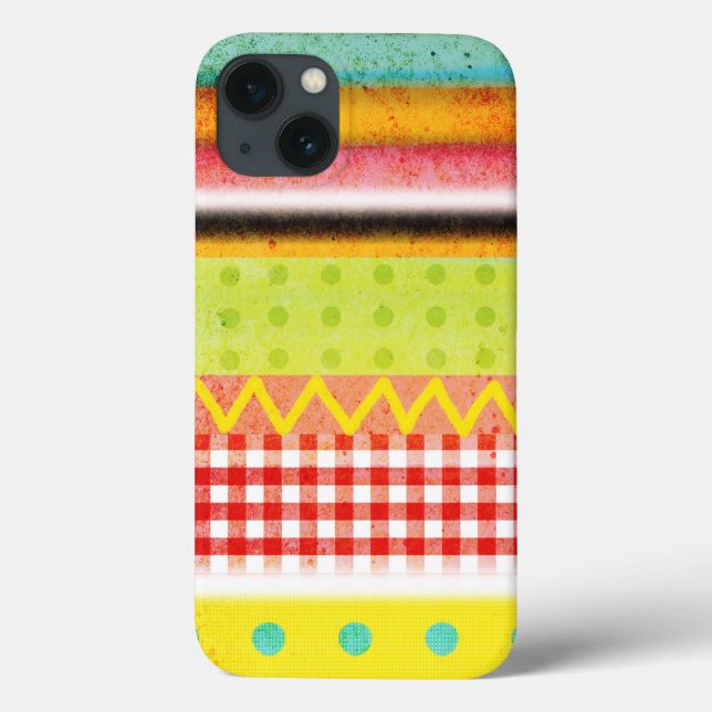 Abstrakter altstyler Gingham Zigzag gestreifter Po Case-Mate iPhone Hülle (Rückseite)