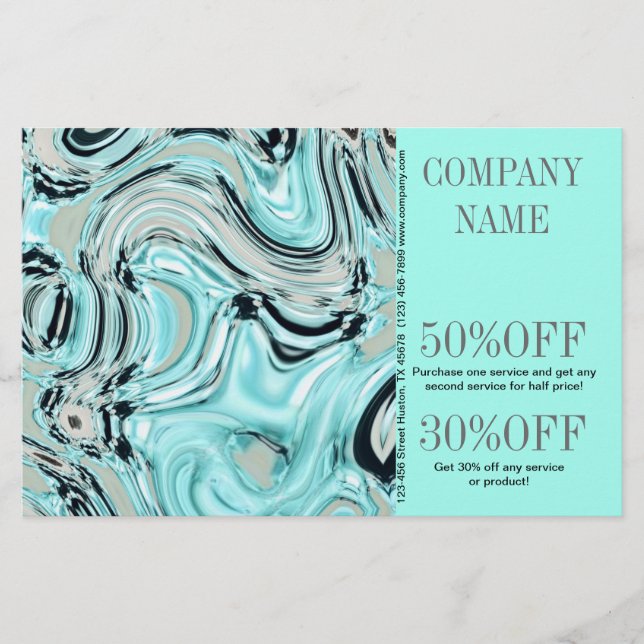 abstrakter Aqua Blue Aqua Salon WELLNESS-CENTER Flyer (Vorne)