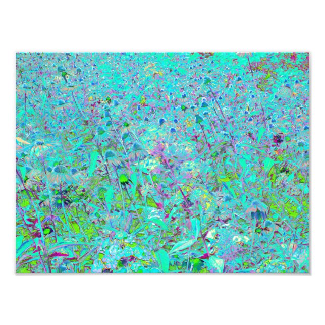 Abstrakter Aqua Green und Lila Tiefgarten Fotodruck (Vorne)