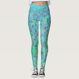 Abstrakter Aqua Green und Lila Tiefgarten Leggings