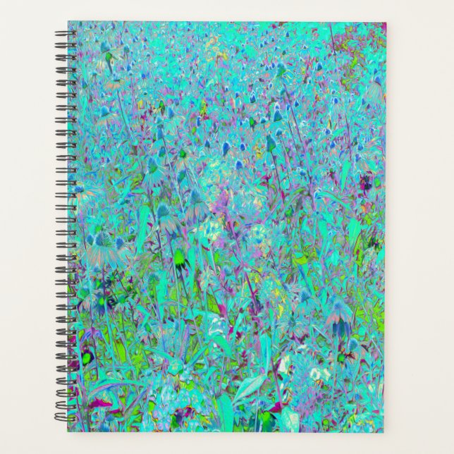 Abstrakter Aqua Green und Lila Tiefgarten Planer (Vorderseite)