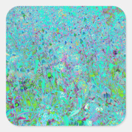 Abstrakter Aqua Green und Lila Tiefgarten Quadratischer Aufkleber