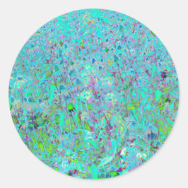 Abstrakter Aqua Green und Lila Tiefgarten Runder Aufkleber