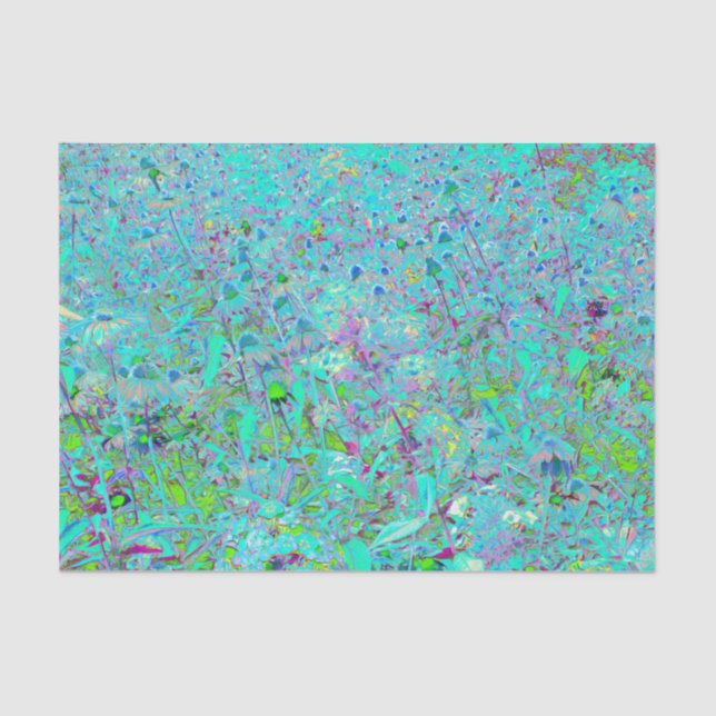 Abstrakter Aqua Green und Lila Tiefgarten Seidenpapier (Vorderseite)