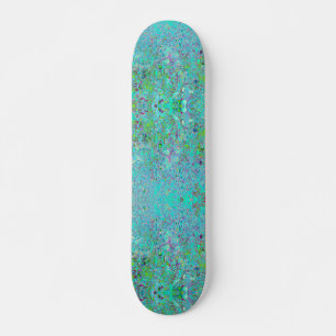 Abstrakter Aqua Green und Lila Tiefgarten Skateboard