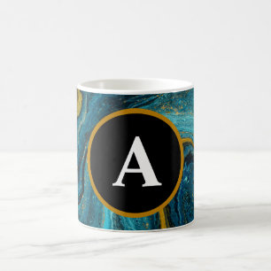 Abstrakter Aquamariner Text-Editor für Monogramme Kaffeetasse