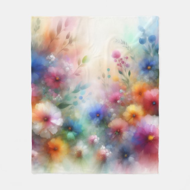 Abstrakter Aquarell-Blumenprint Fleecedecke (Vorderseite)