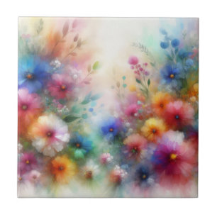 Abstrakter Aquarell-Blumenprint Fliese