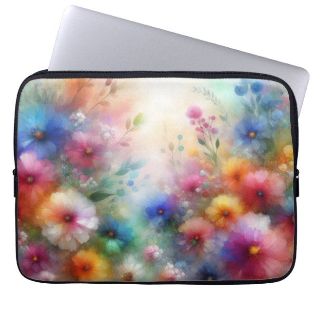 Abstrakter Aquarell-Blumenprint Laptopschutzhülle (Vorderseite)