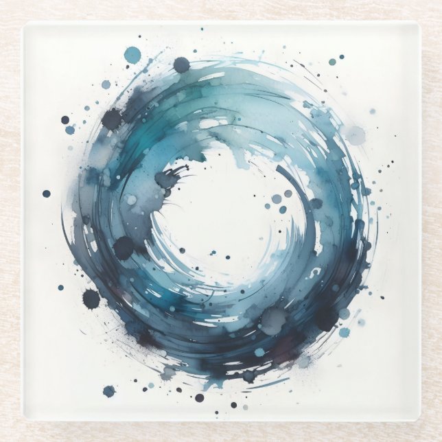 abstrakter Aquarell-Ring Glasuntersetzer (Vorderseite)