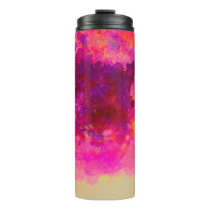 Abstrakter Aquarellhintergrund Farbige Textur.  Thermosbecher