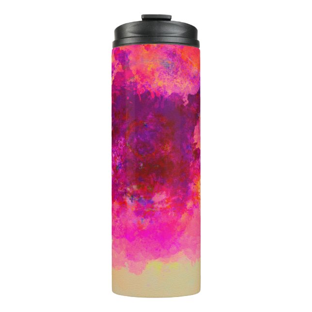 Abstrakter Aquarellhintergrund Farbige Textur.  Thermosbecher (Vorderseite)