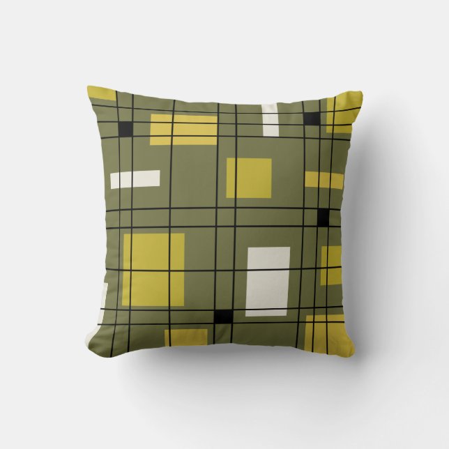 abstrakter Art Avocado Green aus den 50er Jahren Kissen (Vorderseite)