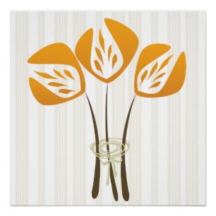 Abstrakter Art Deco Stil Blumenstrauß Poster