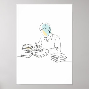 Abstrakter Autor eine Linie Art kontinuierlich Poster