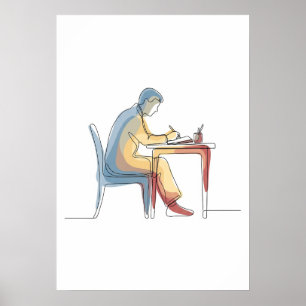Abstrakter Autor eine Linie Art kontinuierlich Poster