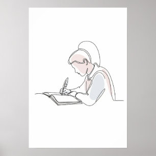 Abstrakter Autor eine Linie Art kontinuierlich Poster