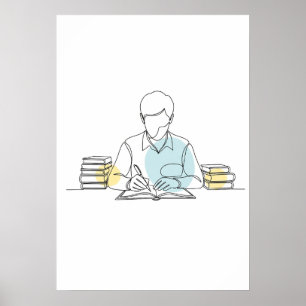 Abstrakter Autor eine Linie Art kontinuierlich Poster