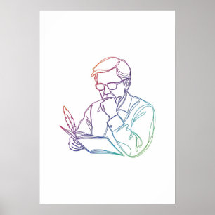 abstrakter Autor, eine Linie, kontinuierlich Poster