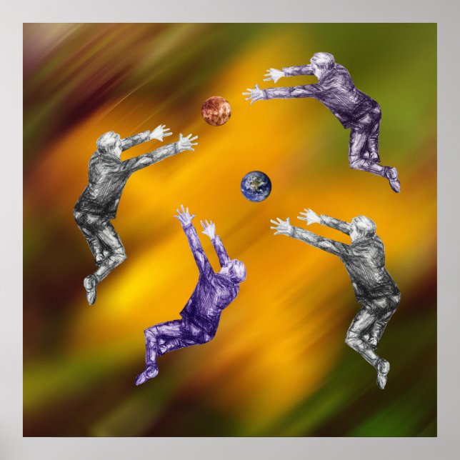 Abstrakter Ball-Kampf-Poster Poster (Vorne)