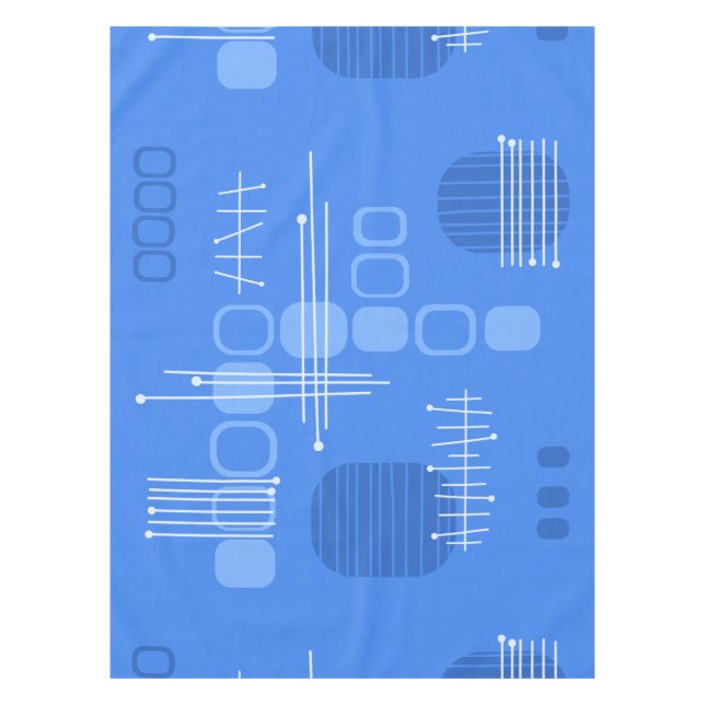 Abstrakter Barkcloth Blue Tischdecke (Vorderseite)