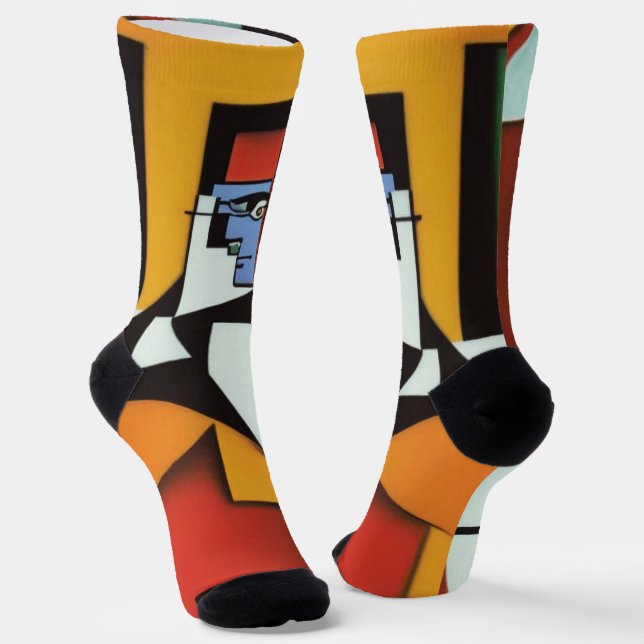 Abstrakter Barkeeper Cubist Socks Socken (Gewinkelt)