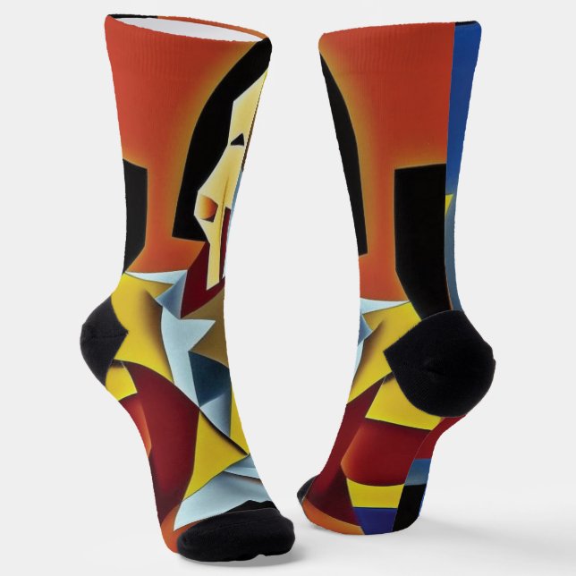 Abstrakter Barkeeper Cubist Socks Socken (Gewinkelt)