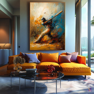 Abstrakter Baseball-Player - Dynamische Sportart Leinwanddruck