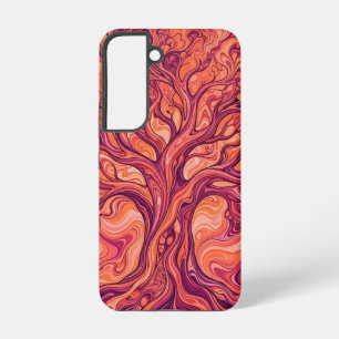 Abstrakter Baum des Lebens Sonnenuntergang Orange Samsung Galaxy Hülle