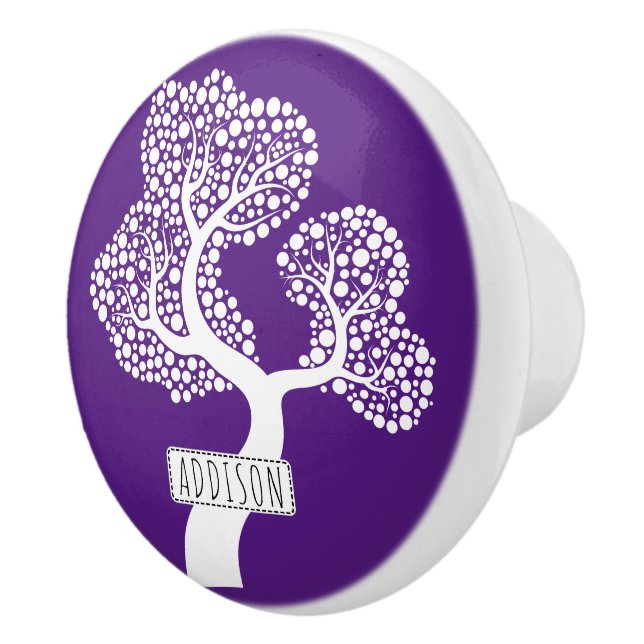 Abstrakter Baum mit Kreisen und Name königlichen l Keramikknauf (Rechts)