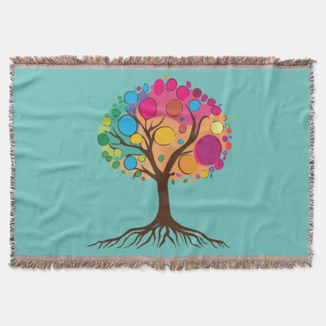 Abstrakter Baum mit Wurzeln und bunten Blätter. Decke (Vorderseite)