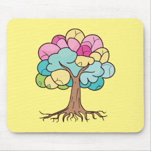 Abstrakter Baum mit Wurzeln und bunten Blätter. Mousepad