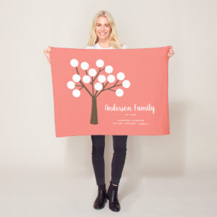 Abstrakter Baum Moderner Schrift Familienname Fleecedecke