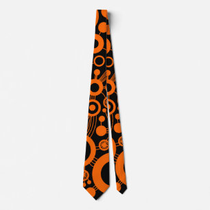 Abstrakter Baum - Orange und Schwarz Krawatte