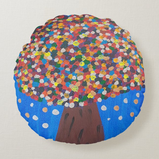 Abstrakter Baum Rundes Kissen (Vorderseite)