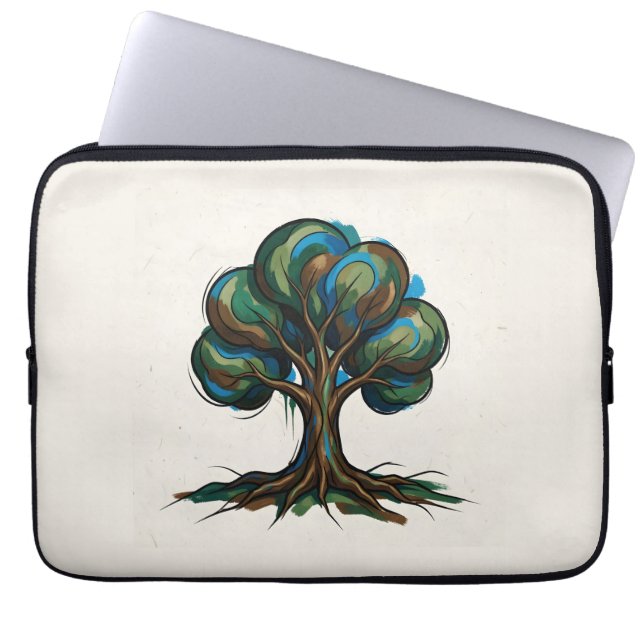 Abstrakter Baum spielerische Kunst Laptopschutzhülle (Vorderseite)
