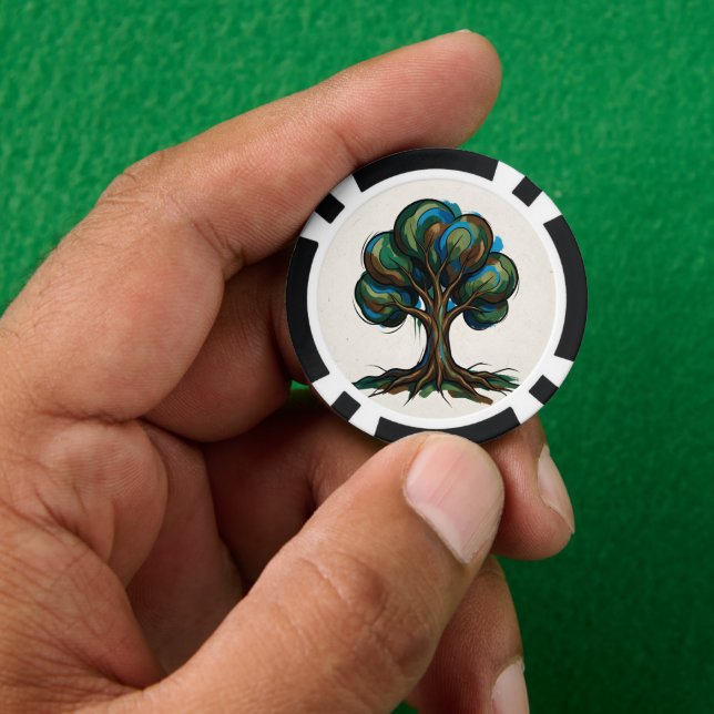Abstrakter Baum spielerische Kunst Pokerchips (Hand)