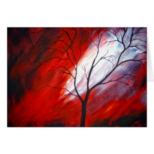 Abstrakter Baum und roter Himmel