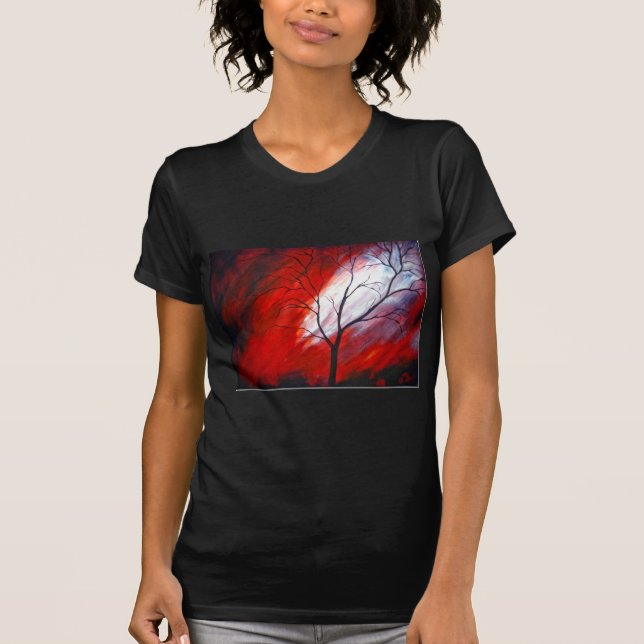 Abstrakter Baum und Roter Himmel T-Shirt (Vorderseite)