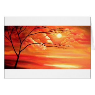 Abstrakter Baum und Roter Sonnenuntergang